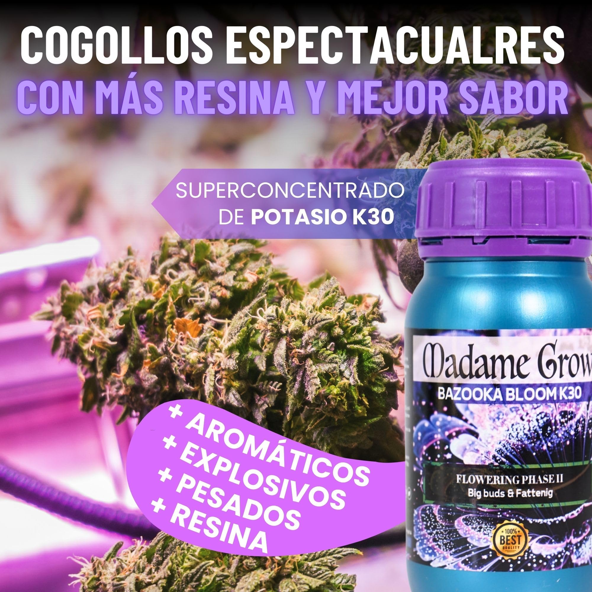 MADAME GROW Kit Power 3PACK 3 x 500ml | Pack Fertilizantes Crecimiento Floración y Engorde | Enraizante + PK Floración + Engordador K30 | Kit 3 Abonos Orgánicos