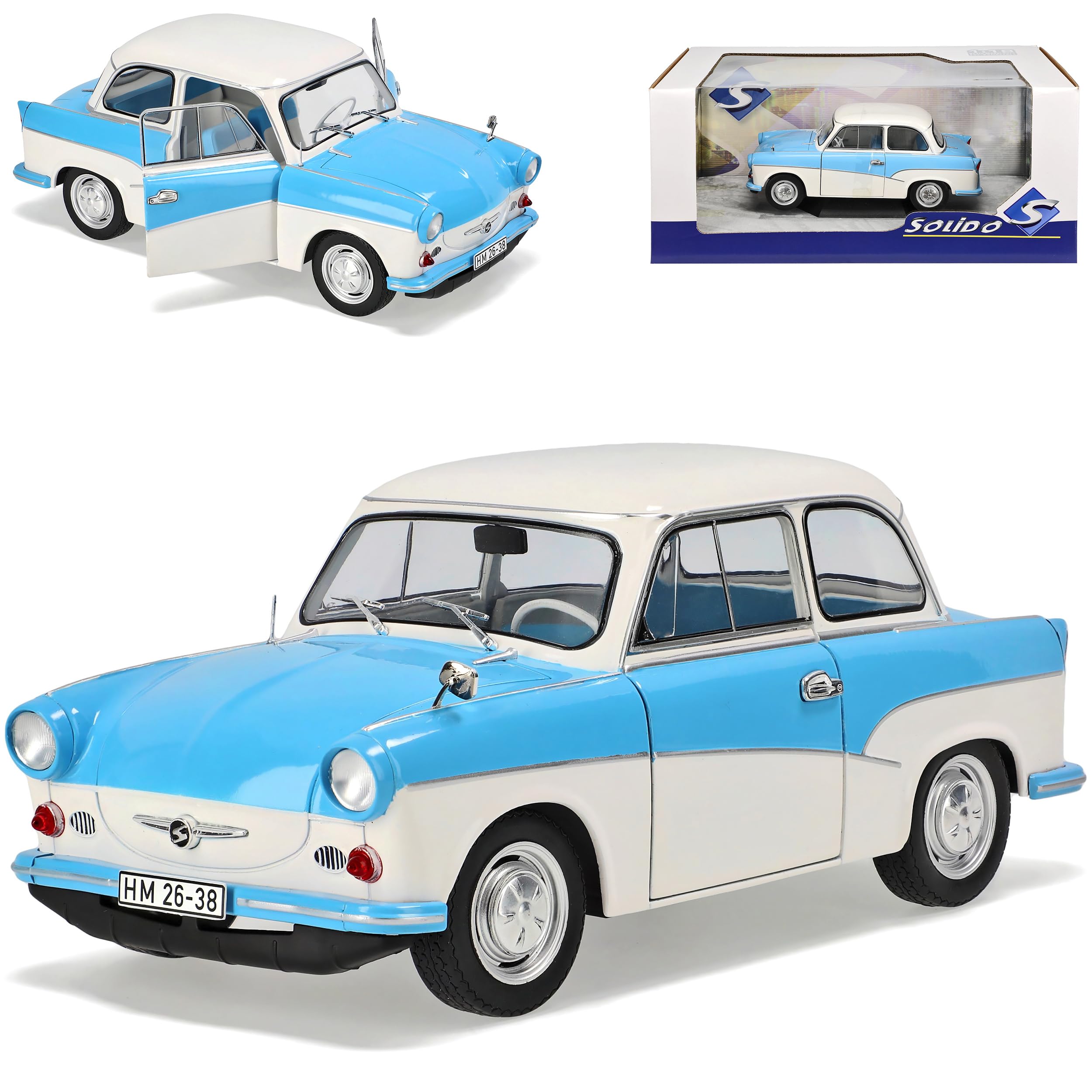 Generisch Trabant P50 Limousine Blau Weiss 1958-1962 Limitiert auf 1000 Stück Weltweit 1/18 Solido Modell Auto