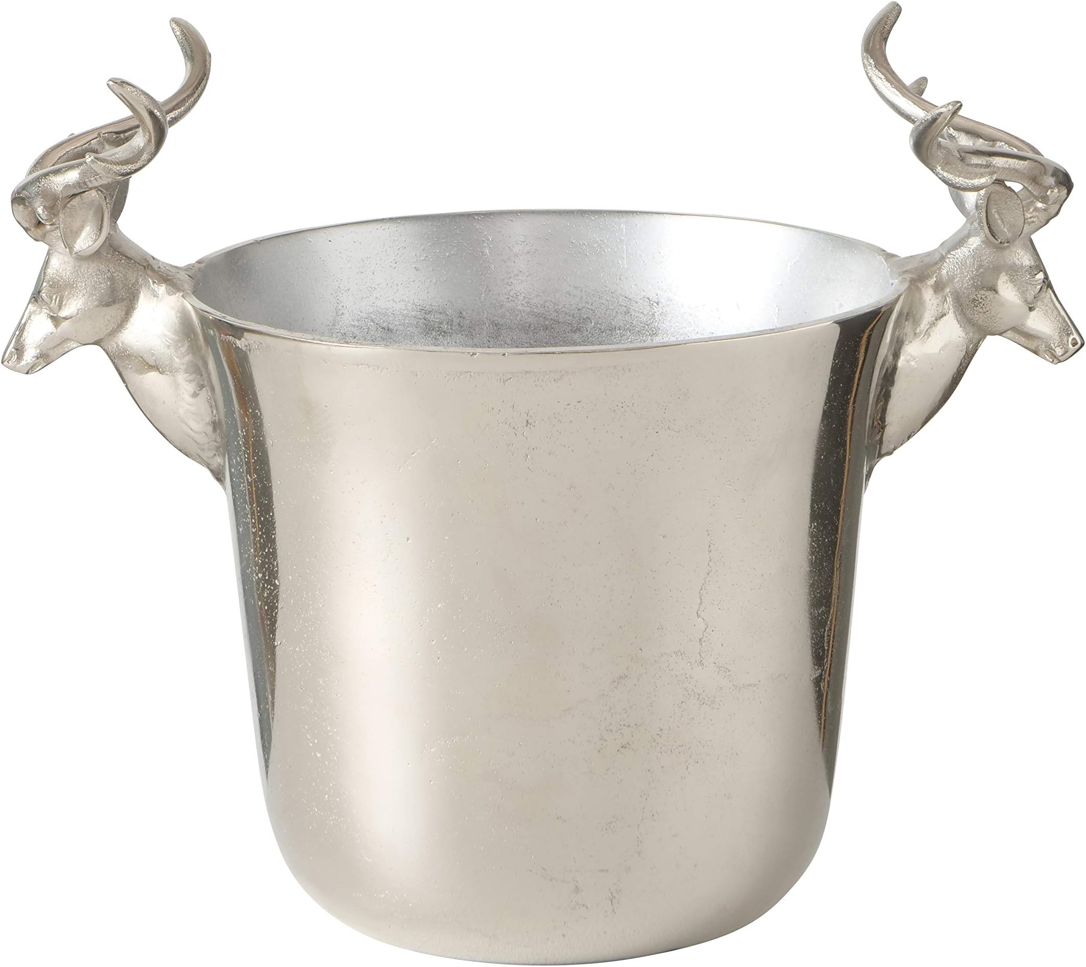 WHW Whole House Worlds Silver Stag Antler Deer Head Ice Bucket, for Wine Champagne and Bubbly Spirits, Hand Cast Aluminum, 13.75 Inches (35.0 L x 23.0 W x 27.0 H cm)
