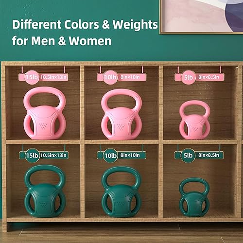 Miniatura 6 de RUNWE Pesas rusas de tres asas, opciones de peso para 5, 10, 15 y 20 libras para ejercicios Russian Twists AB, levantamiento de pesas y ejercicio de