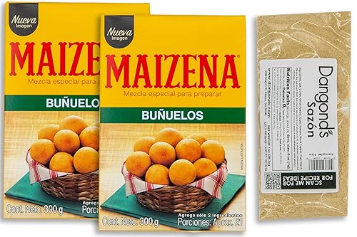 Paquete Buñuelos Colombianos  Incluye 2 Cajas de Bunuelo Maizena 10.58 oz cada una y 1 Bolsa de Despensa Colombiana Rainbow Nonpareils o Sazon