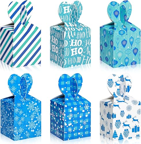 Paquete de 24 cajas de regalo de Navidad, cajas de regalo de Navidad 3D, cajas de cartón para galletas, cajas de embalaje de Nochebuena, cajas de