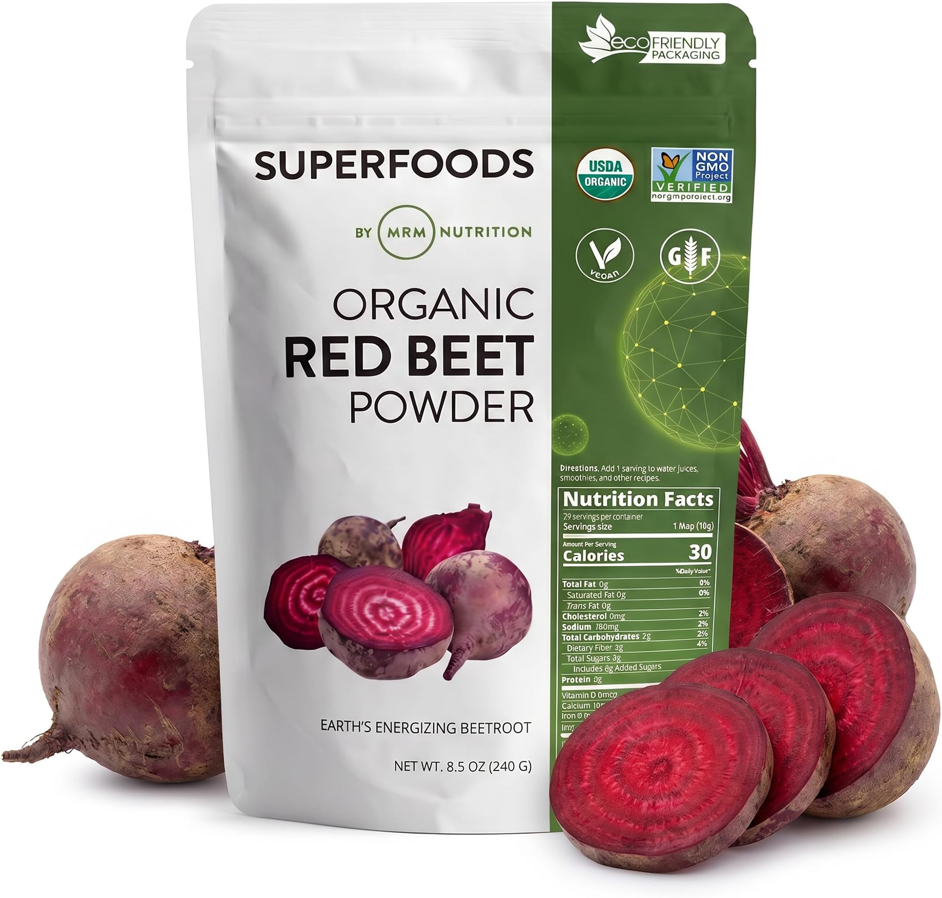MRM Organic Red Beet Powder - Vegan & Gluten‑Free - 24 Servings