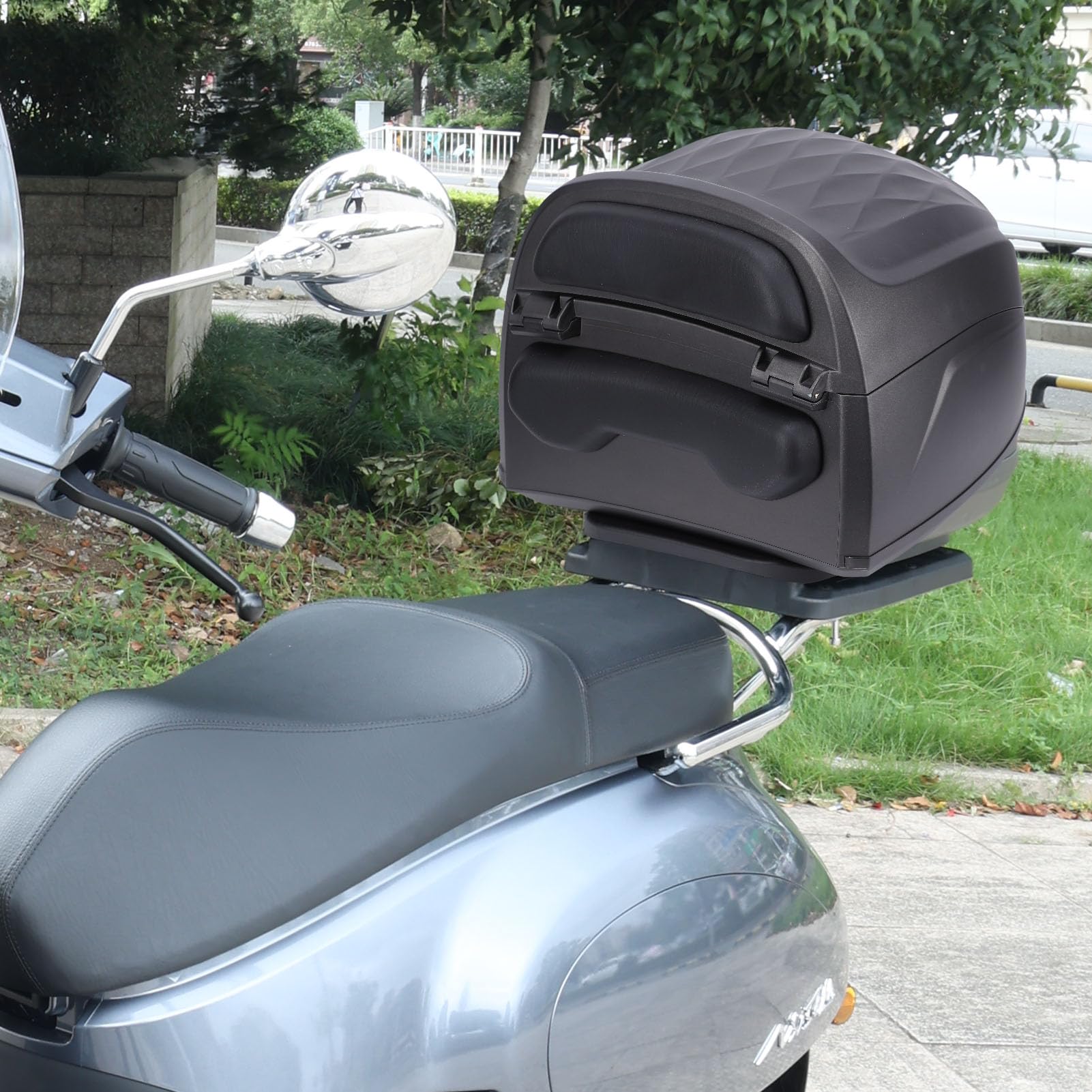 Luqeeg Coffre 2L, Étanche Coffre Arrière, Porte-Bagages avec Système Antivol, Sacoche pour Casque Porte-Bagages Arrière pour Gants Trottinettes Électriques (Grey)