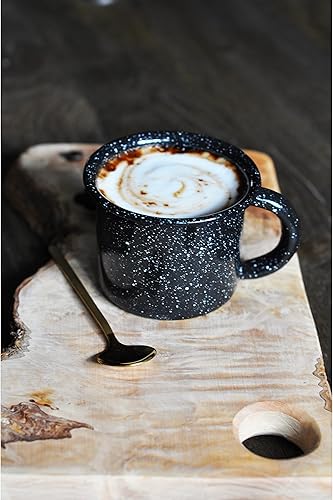 Miniatura 3 de Mirro Taza tradicional vintage de acero esmaltado negro moteado de 12 onzas (MIR-1071 (paquete de 2)