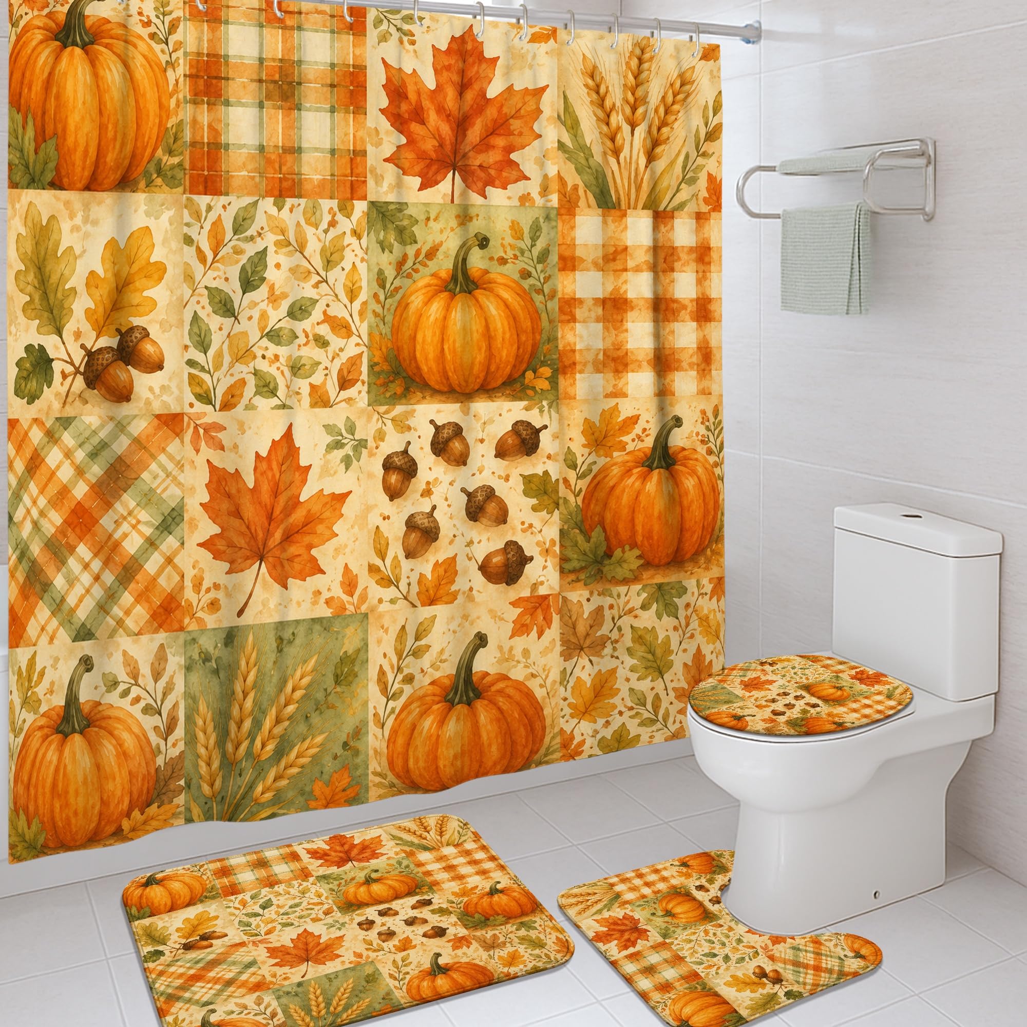 Rideau de douche imperméable en polyester orange 183x183 cm contre les éclaboussures