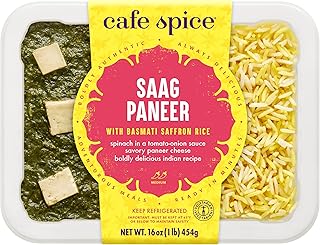 Café Spice Saag Paneer with Saffron Rice, Indian Meal, Vegetarian, 16 oz FROZEN