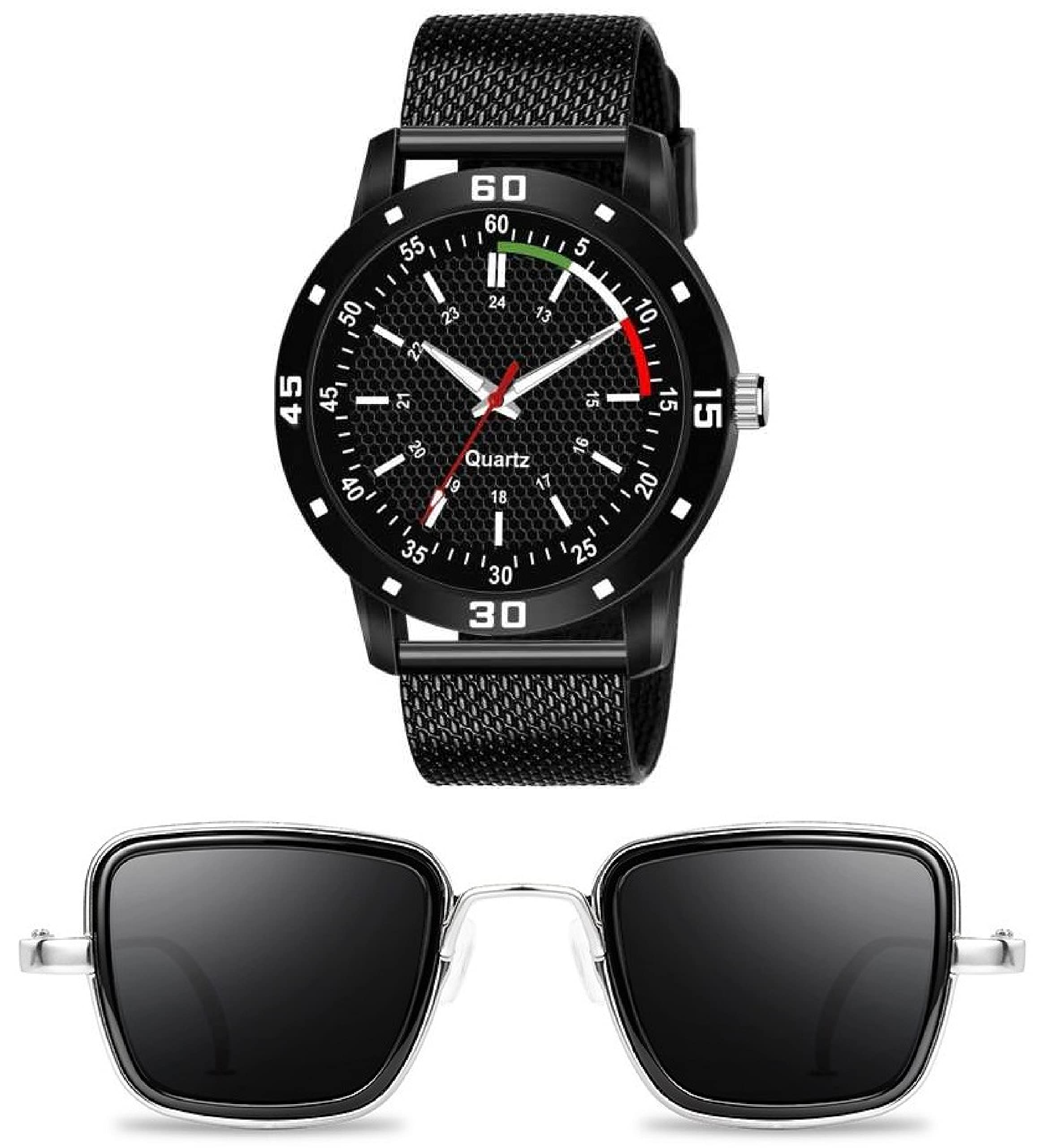 ZUPERIA No-78 Black DIal and Black Silicone Strap Watch and Sunglasses for Men Boys (B09GPD4Y2Z) Amazon Price History, Amazon Price Tracker