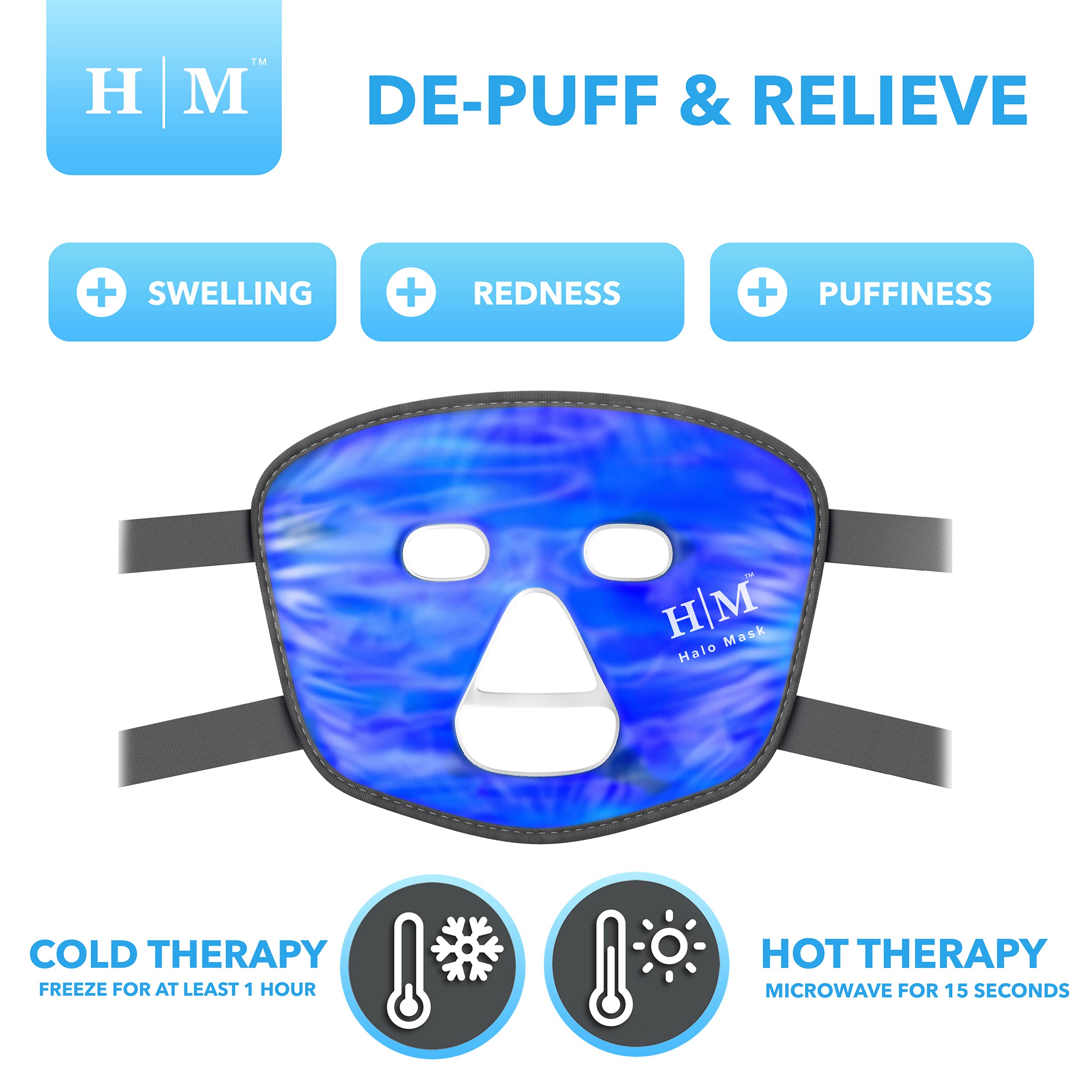 Cooling Face Mask Halo Mask Hot or Cold Face Ice Pack for Depuffing