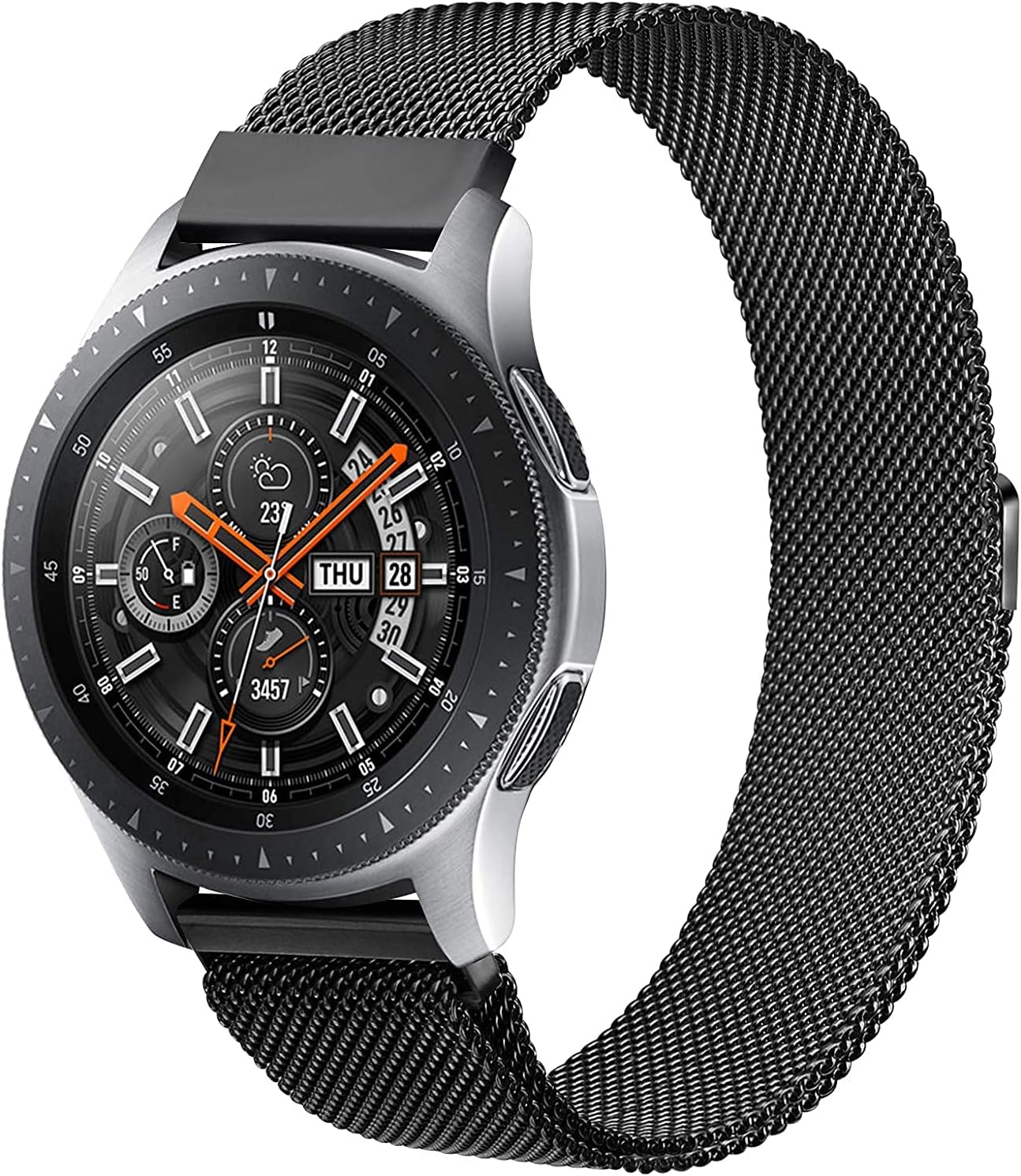 Urtone Metal Strap for Samsung Gear S3 Frontier/Classic,22 MM Replacement Stainless Steel Watch Strap Wrist Band Bracelet for Gear S3 /Galaxy Watch 46mm (Black01)
