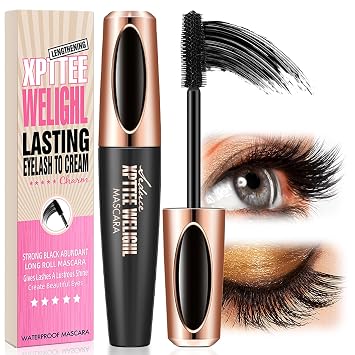 Mascara Volume and Length, Waterproof Mascara Black Lengthening Volumizing, 4D Silk Fiber Falsies Mascaras Natural Full and Soft No smudge Long Lasting Mascaras for Women Makeup