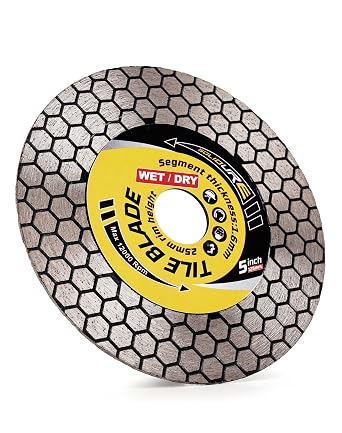 Diamond Cutting Disc 125mm x 1.6mm x 22.23mm Dual Function Porcelain Blade for Cutting and Grinding Ceramic Tiles Porcelain Granite Marble