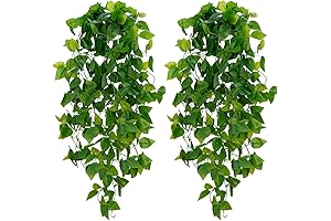 BLEUM CADE Artificial Hanging Plants 2-Pack | Faux Pothos Vines Greenery for Home Decor