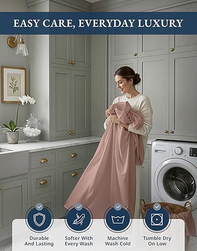 Miniatura 8 de Sábanas 100% de Algodón Egipcio Tamaño Queen - Naturalmente Refrescantes y Transpirables, Juego de Sábanas Queen de 4 Piezas con Tejido de Satén