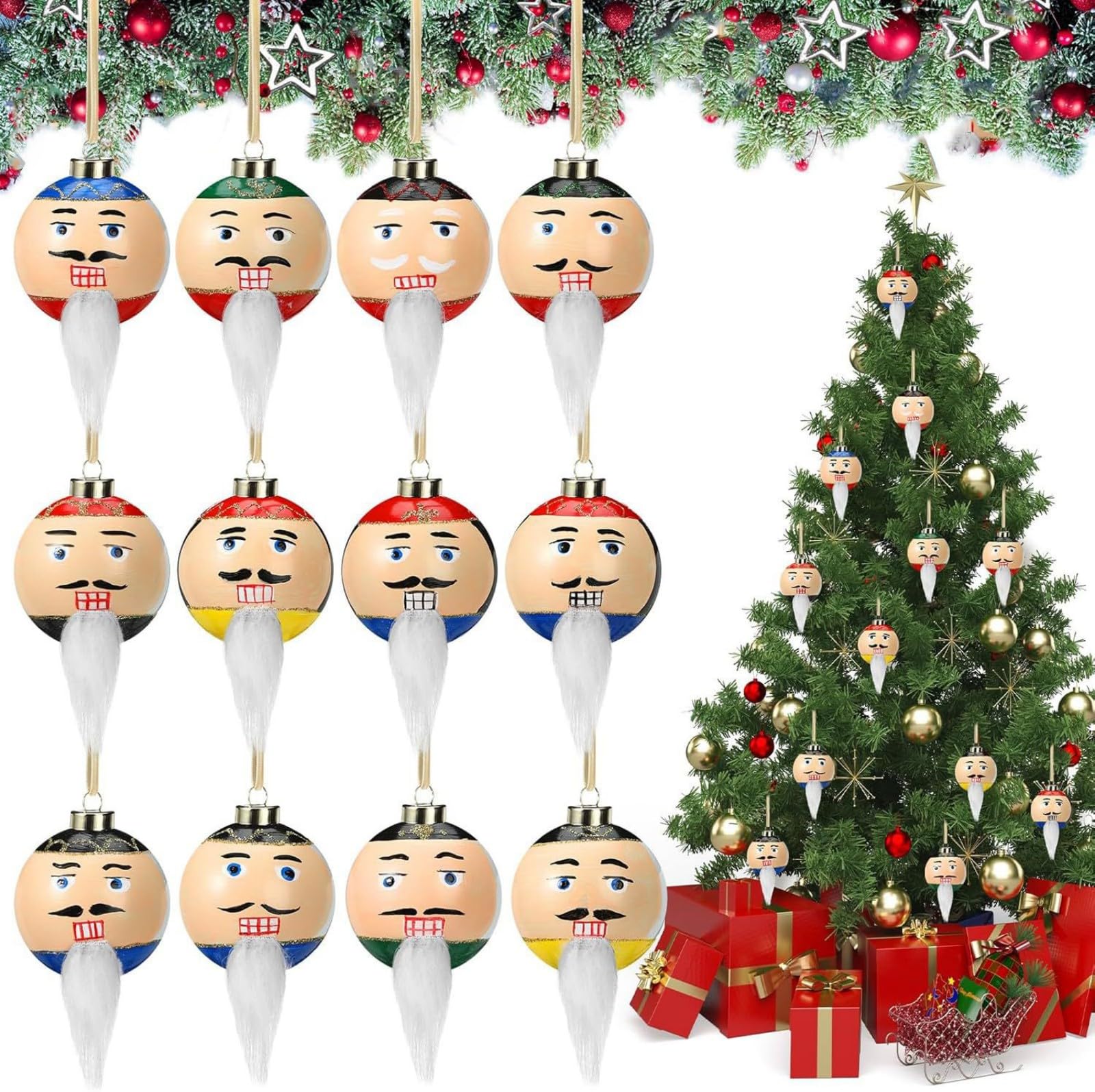 12Pcs Shatterproof Festival Ball Hanging Ornament Christmas Tree Decoration for Mantel Staircase Window Doorway Unbreakable Ball Hanging Decoration