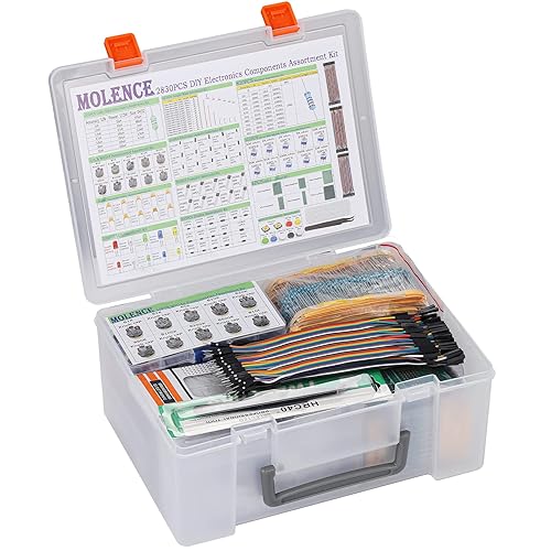 Miniatura 3 de Molence Kit de 2830 piezas de componentes electrónicos para bricolaje, resistencias, inductores, condensadores, LED, triodo, PCB, potenciómetro,