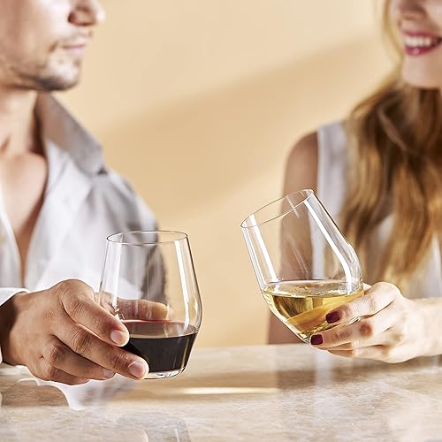 Miniatura 3 de LEMONSODA Juego de copas de vino de cristal Sante de alta gama, sin tallo, gran copa sin tallo para catas de vino, juegos de regalo, fiestas, vino