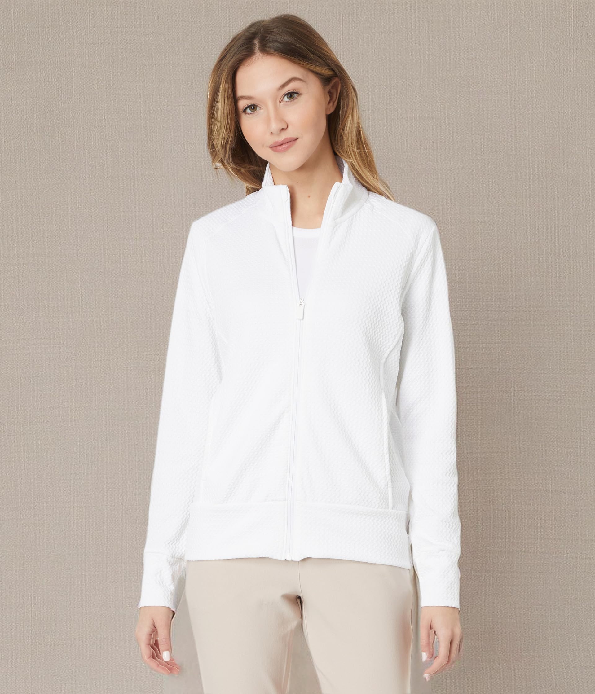adidas Textured Jacket Ultimate365 teksturowana kurtka damska, biała, biały, L