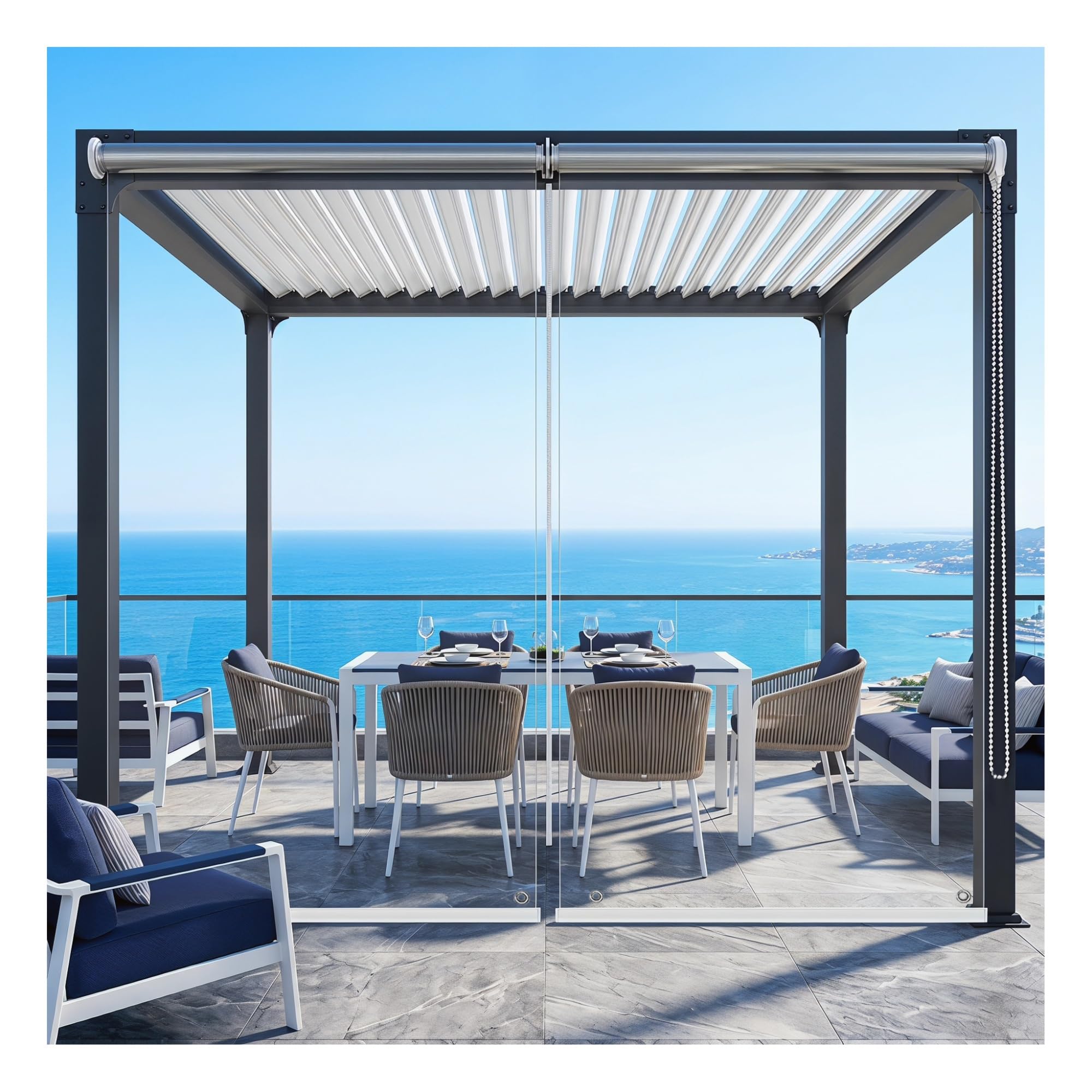 Transparent PVC Roller Shades Blinds, Clear Vinyl Roll Up Shades Waterproof, Plastic Vinyl Window Insulation, PVC Window Curtain for Outdoor Patio ，Heavy Duty ，0.5mm(W85*H140cm/W33.4*H55.11in)