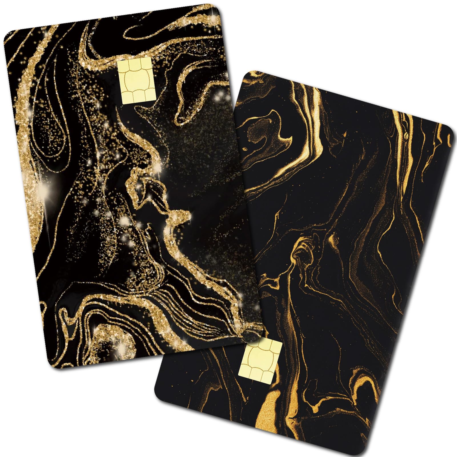 CREATCABIN 8Pcs Credit Card Skin Debit Card Sticker Black Golden Quicksand Personalizing Card Decor Waterproof Removable Bank Card Protecting Sticker for Credit Card Holders 3.3x2.1in