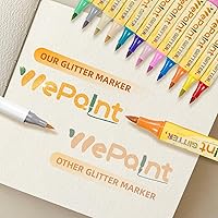 Vista 3 de WePaint 24 Colors Glitter Brush Marker Pens, Glitter Pens Set 12 Pack Sparkle Pens Metallic Marker for Adults DIY Crafts, Writing, Card Making