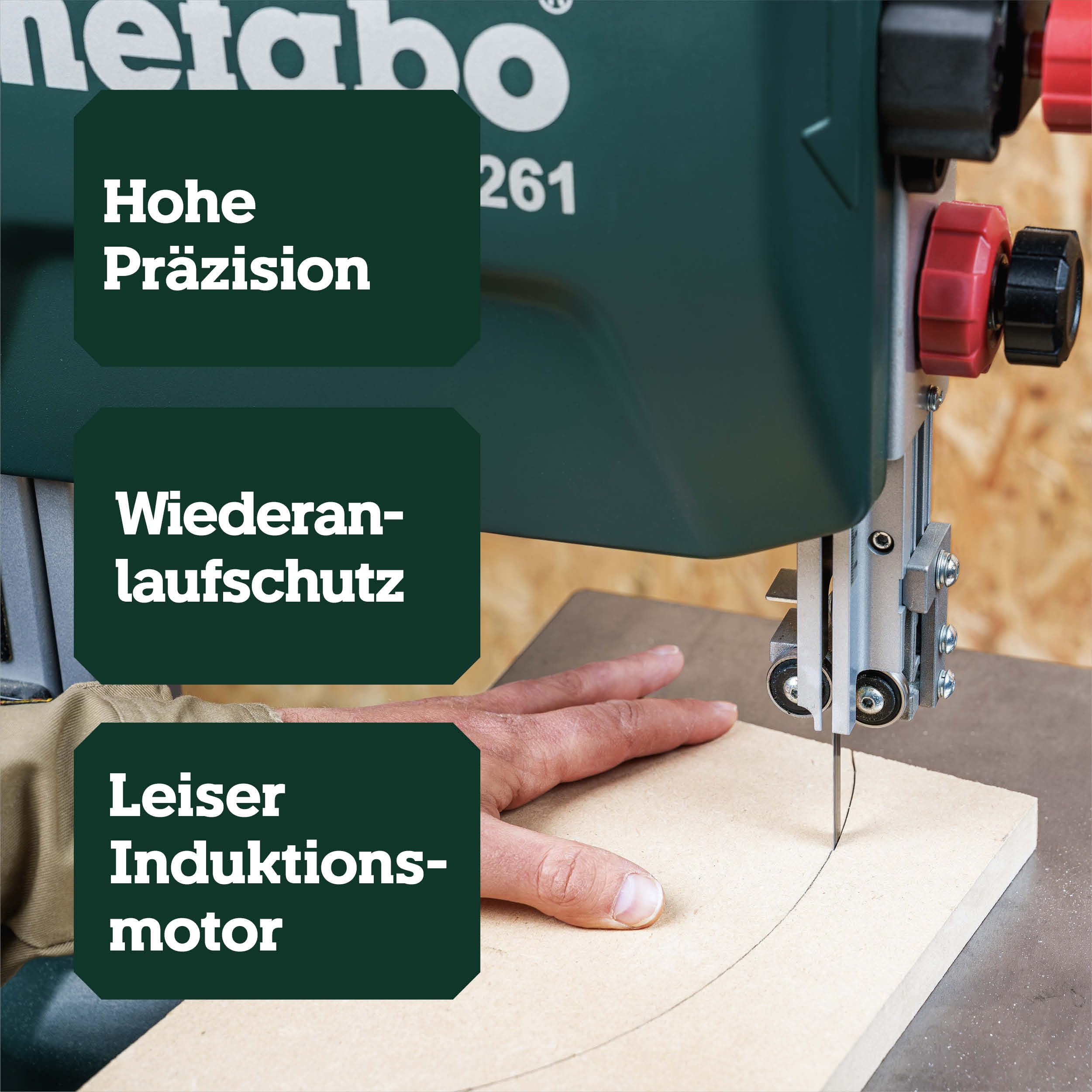 Metabo Bandsäge BAS 261 Precision – 619008000 – Bandsäge für eine hohe Präzision und stabile Schnittqualität (400 W, Schnitthöhe 103 mm)