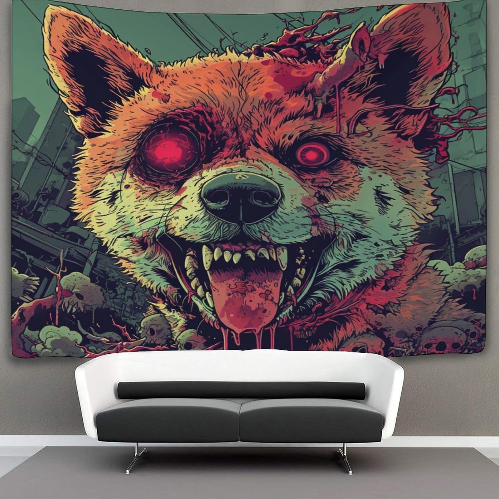 kaiyun Shiba Zombie Tapestry Wall Hanging,Animal for Bedroom Decor Birthday Party Celebration Or Garden Backdrop 130cmx150cm