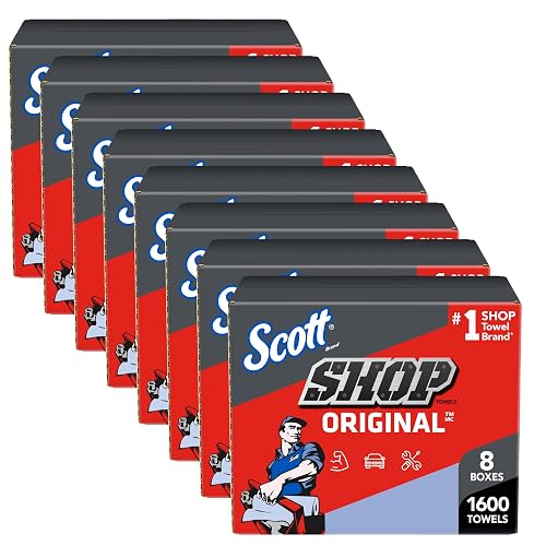 Scott Shop Towels Original Blue Pop-Up Box, 200 Towels/Box, 8 Boxes (1600 Count) 2X Absorbent Scott Shop Towels Original Blue Pop-Up Box, 200 Towels/Box, 8 Boxes (1600 Count) 2X Absorbent