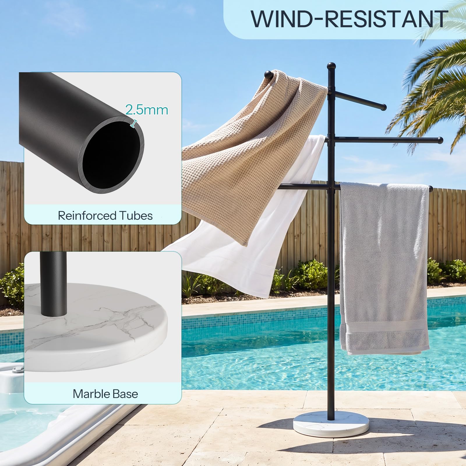 HOOBRO Porte-Serviettes sur Pied, Support Mural en Métal pour Serviettes