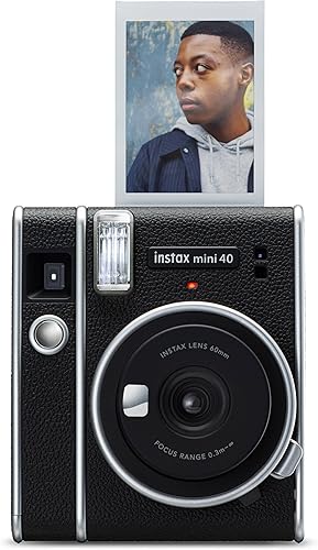 Miniatura 5 de Fujifilm Cámara instantánea Instax Mini 40 con aspecto negro vintage, cámara para niños, boda, cumpleaños o cualquier ocasión