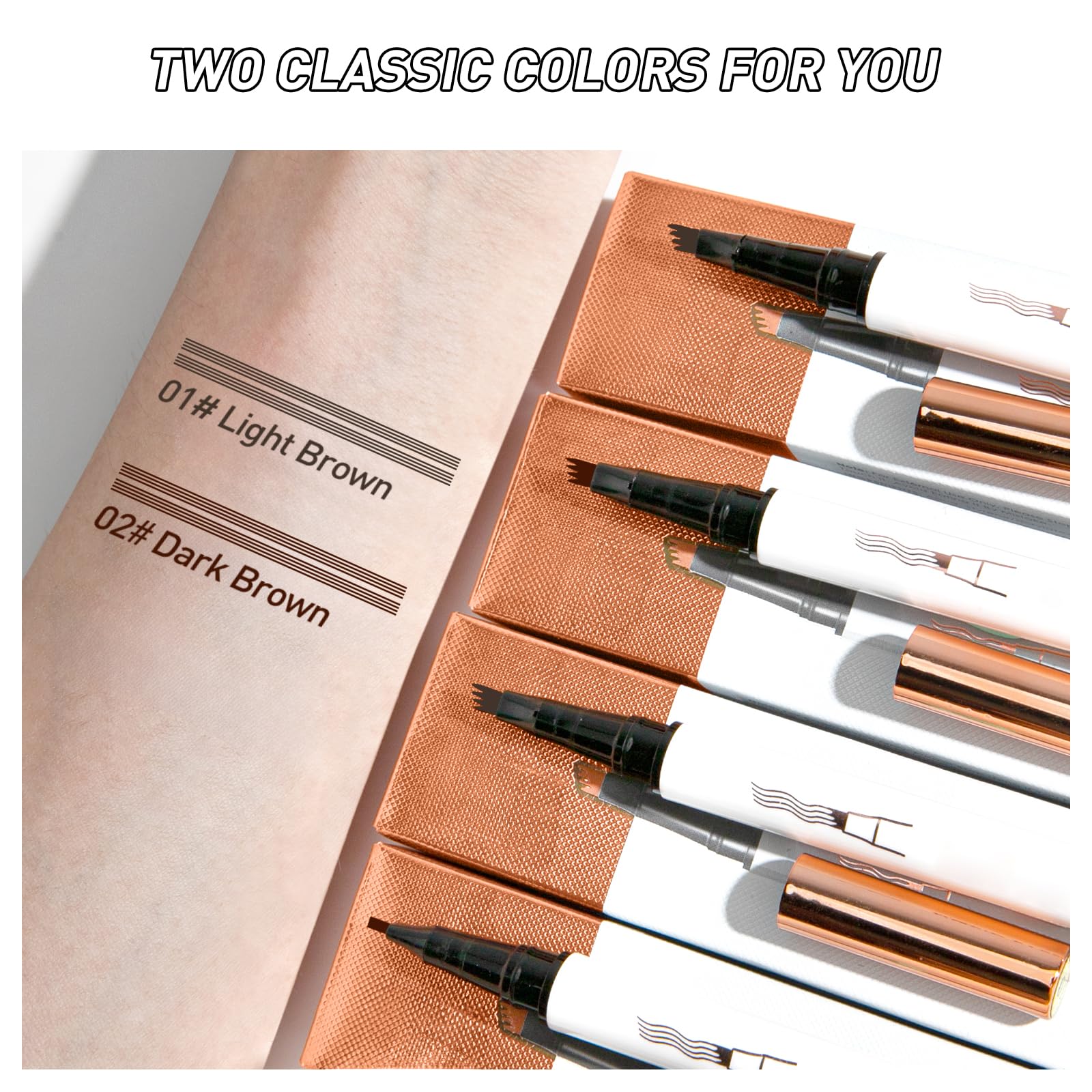 Magic Eyebrow Pencil, Kaluofan Liquid Tip Eyebrow Pen, 3D Waterproof Eyebrow Pencil Contouring Pen - Image 2