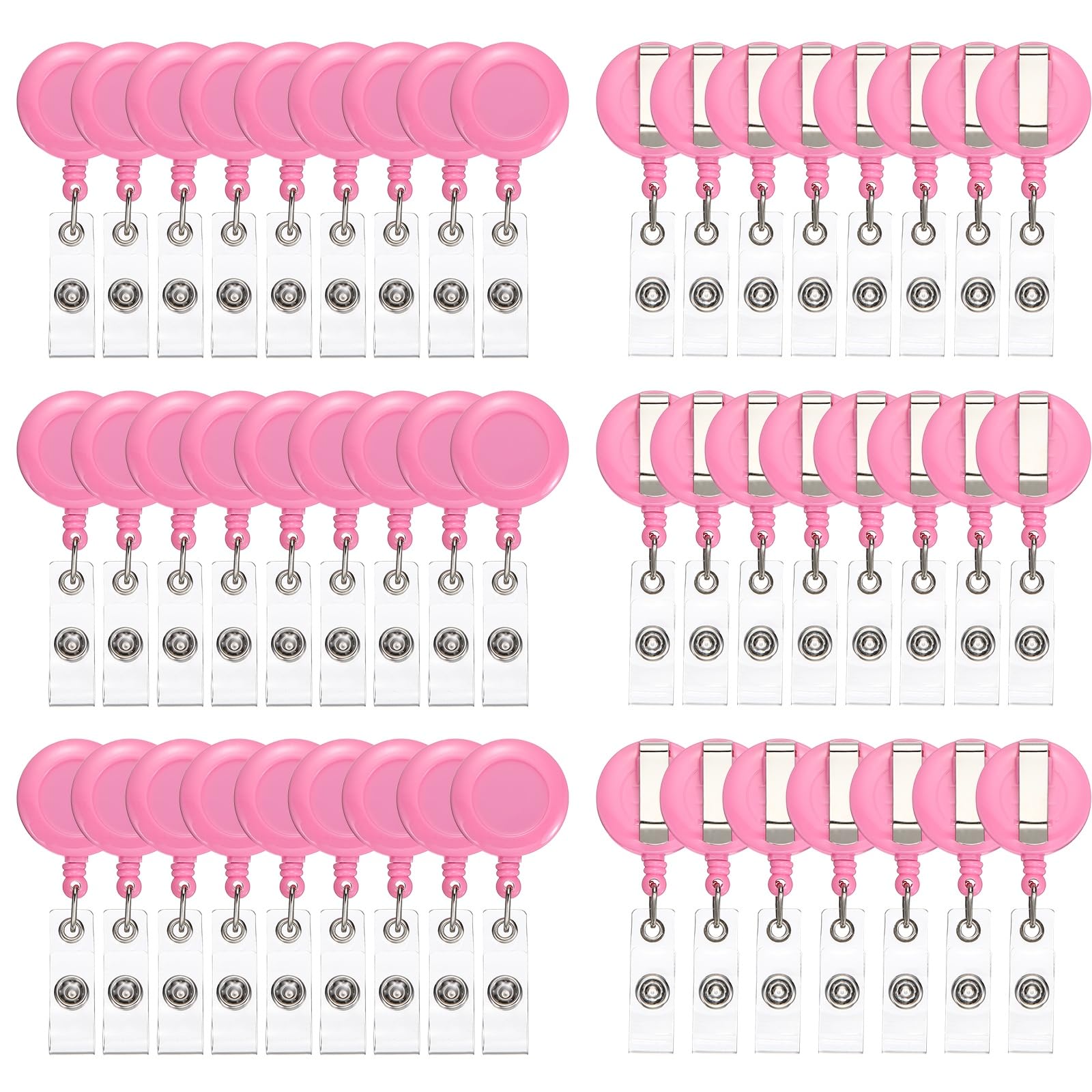 PATIKIL 50 Pcs Badge Reel, Retractable Badge Clip, ID Card Holder Reel with Swivel Alligator Clip for Teacher Employees Office Supplies, Pink