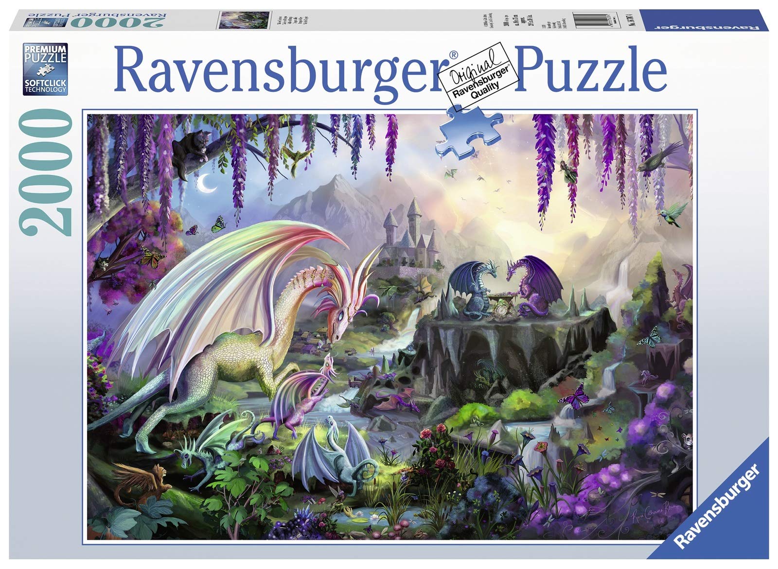 Ravensburger Puzzle 2000 Pezzi, Valle del Drago, Illustrazioni, Collezione Fantasy, Jigsaw Puzzle per Adulti, Puzzles Ravensburger - Stampa di Alta Qualità, Dimensione Puzzle: 98x75cm