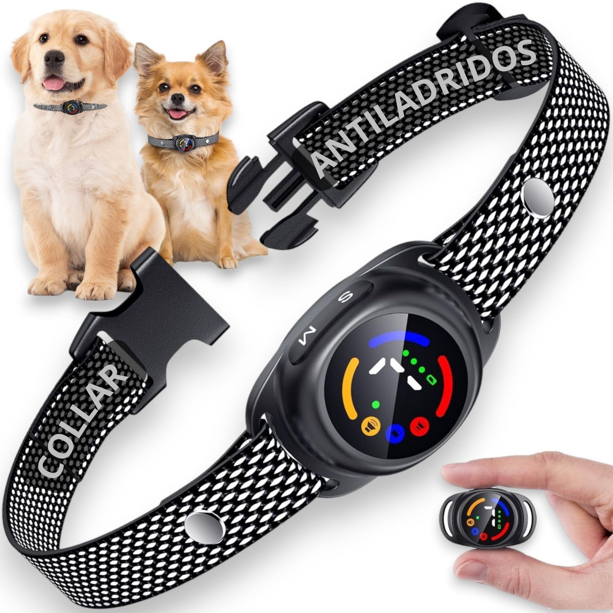 BLOCKBAT® Collar Antiladridos Perros, Automático, Pequeño, Ligero e Inteligente, 7 Niveles Intensidad + 3 Modos de Adiestramiento, Adiestramiendo Antiladridos para Perros, Collar Antiladridos (Negro)