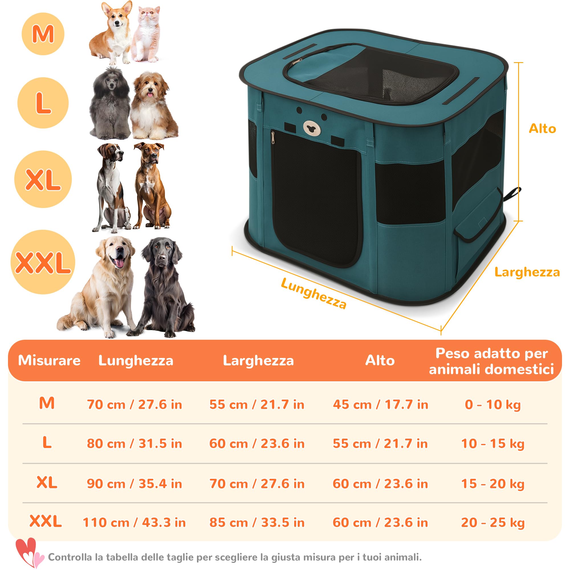 ALLSOPETS Recinto per Cani da Interno Pieghevole, Anche per Esterno, Box Traspirante Portatile per Gatti Conigli Cuccioli con Borsa da Trasporto, per Viaggi e Campeggio (Blu Reale, M)