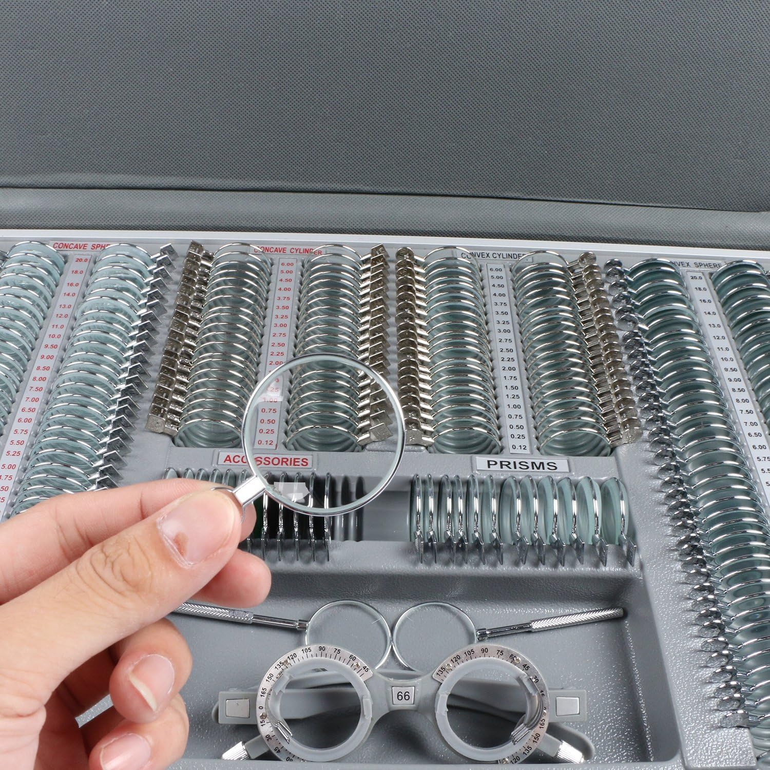 Matronix Optical Trial Lens Set - Metal Rim Aluminum Case, 266-CU, Includes 232 Lenses: 80 Convex, 80 Concave, 80 Cylinders, 12 Prism, 15 Accessories - Free Optometry Kit 1