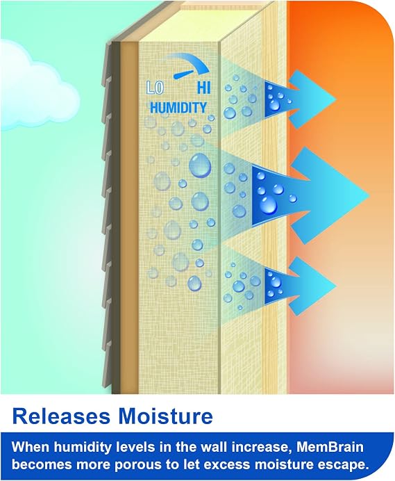 CERTAINTEED 902010 Membrain Smart Vapor Retarder Barrier-Use with unfaced Insulation, Perfect for remodeling, No Size, Clear