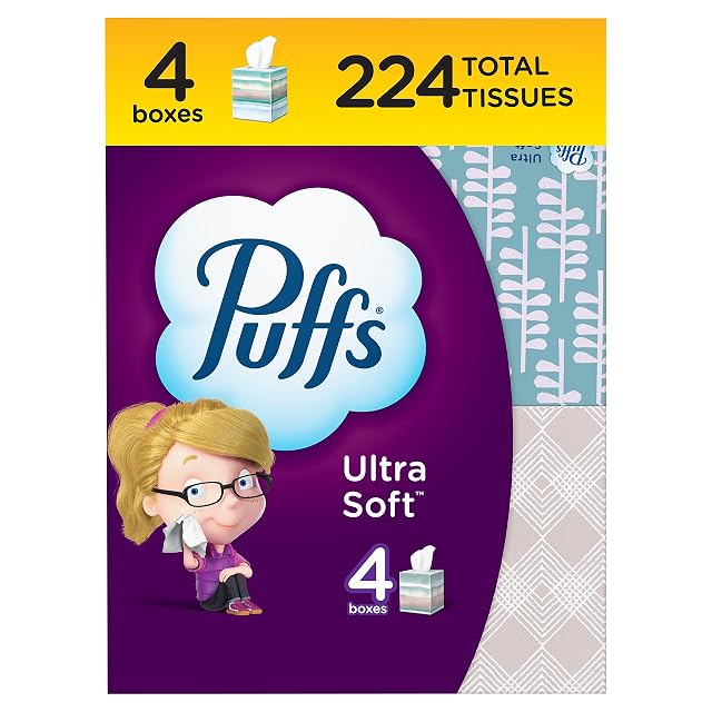 Puffs Ultra Soft Facial Tissues 4 Cubes 56 Facial Tissues Per Box