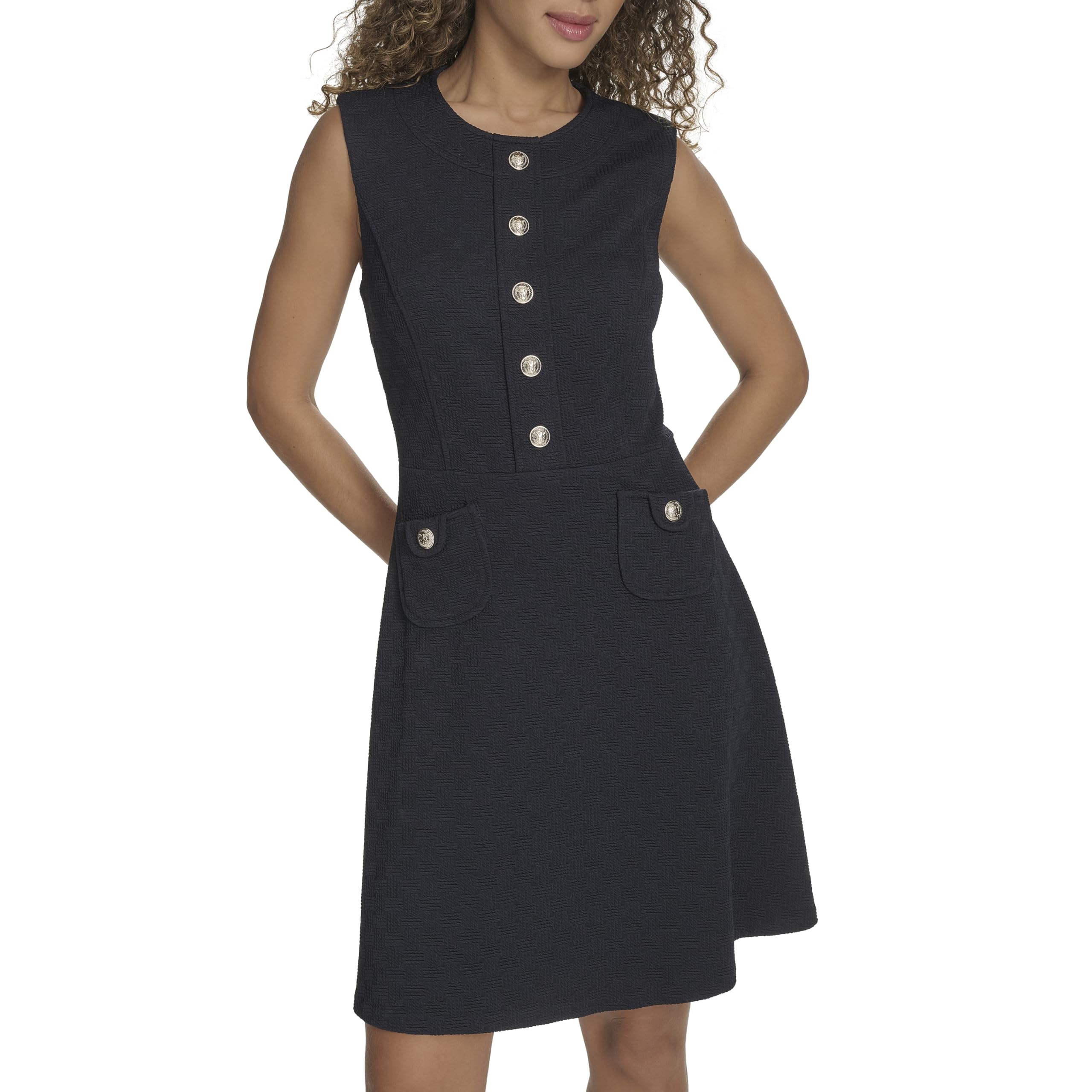 Tommy Hilfiger Women's Pocketed Sleeveless Fit and Flare Dress