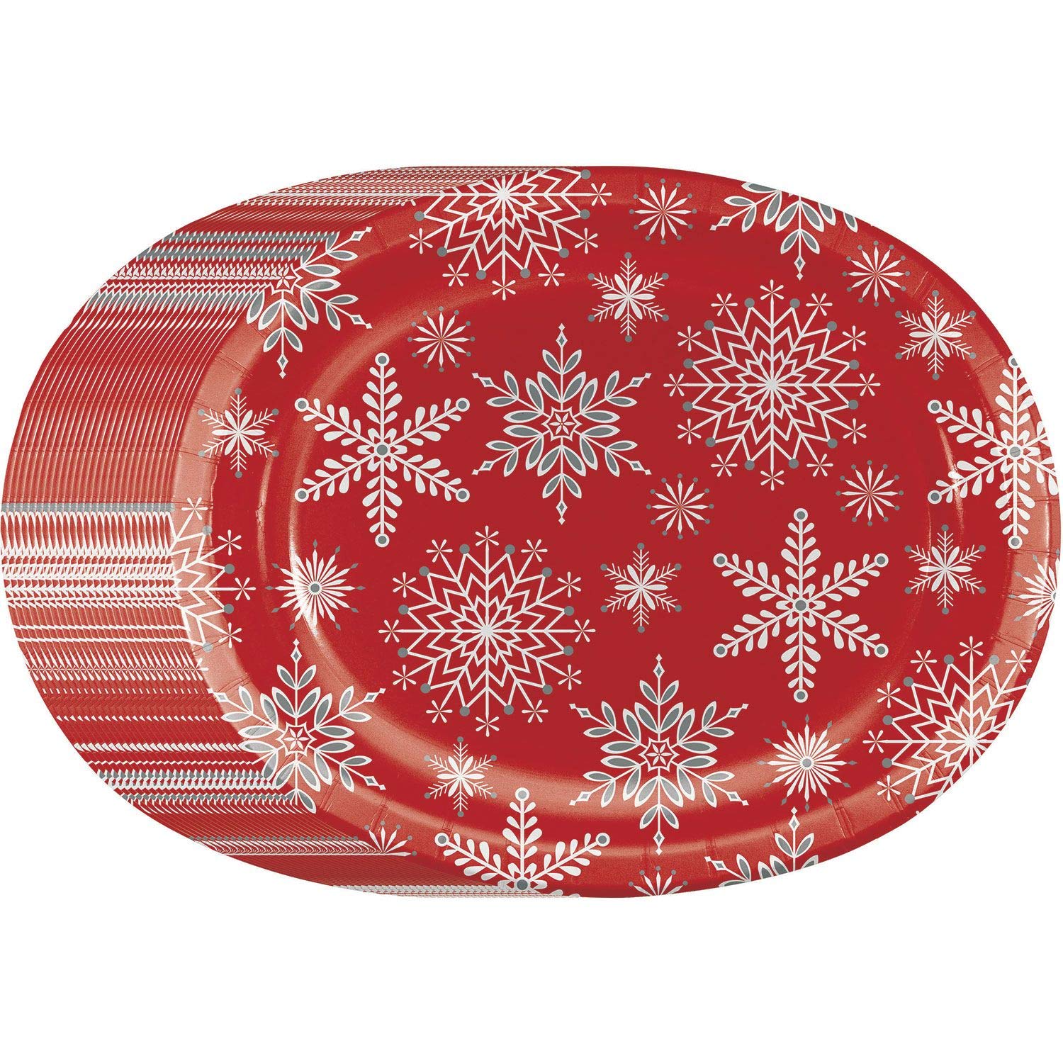 Christmas Snowflake Scatter Sturdy Oval Platter Disposable Paper Plates
