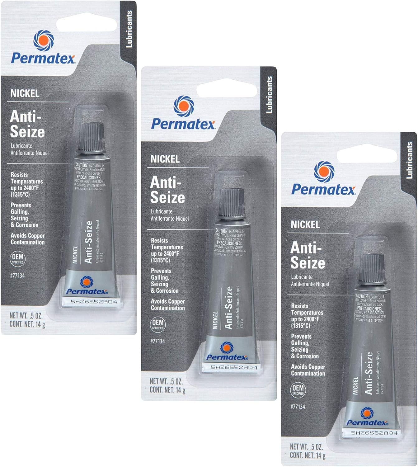 Permatex 77134 Nickel Anti-Seize Lubricant, 0.5 oz Tube -3 Pack