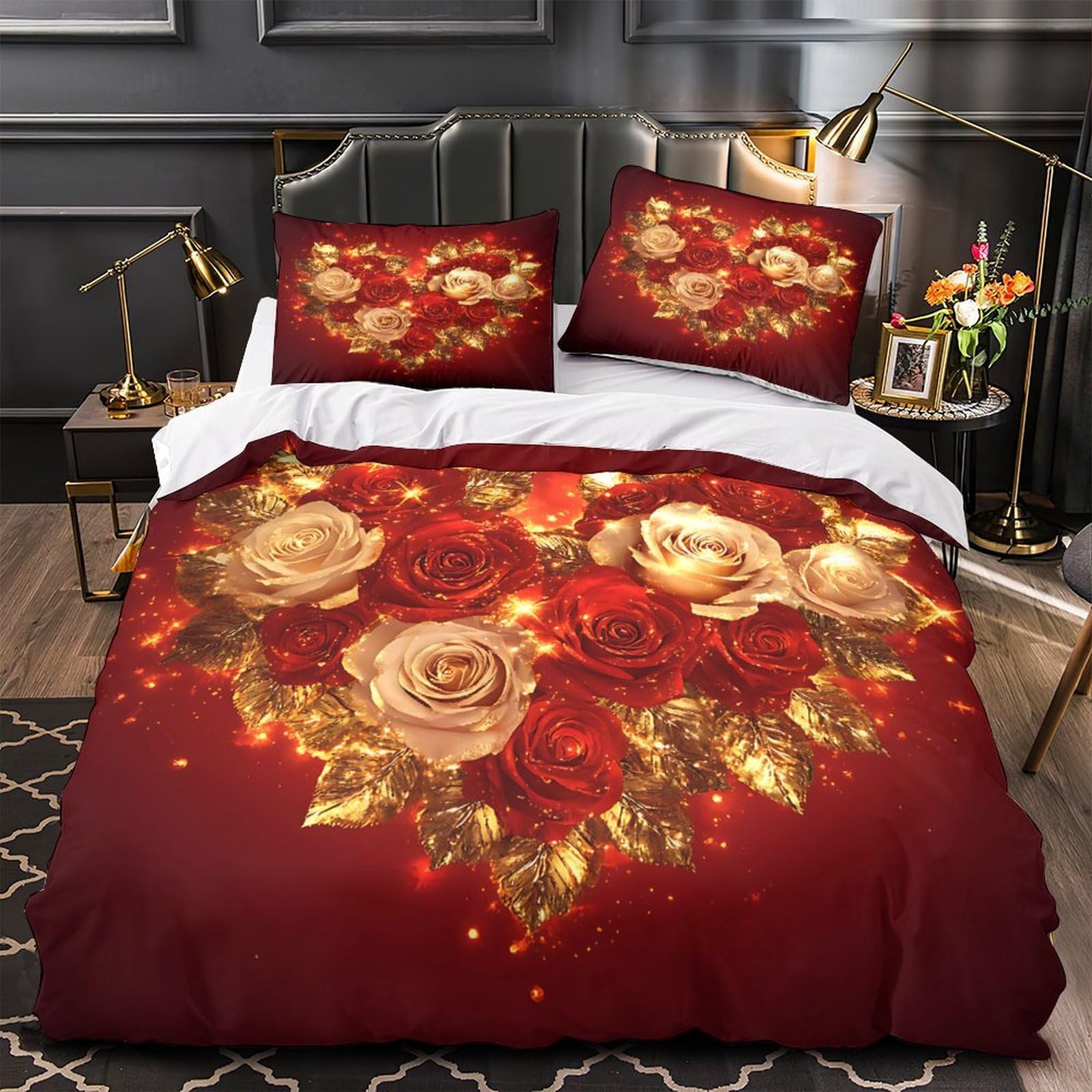 Housse de Couette Microfibre Résistante Anti-Plis pour Lit 135x200cm