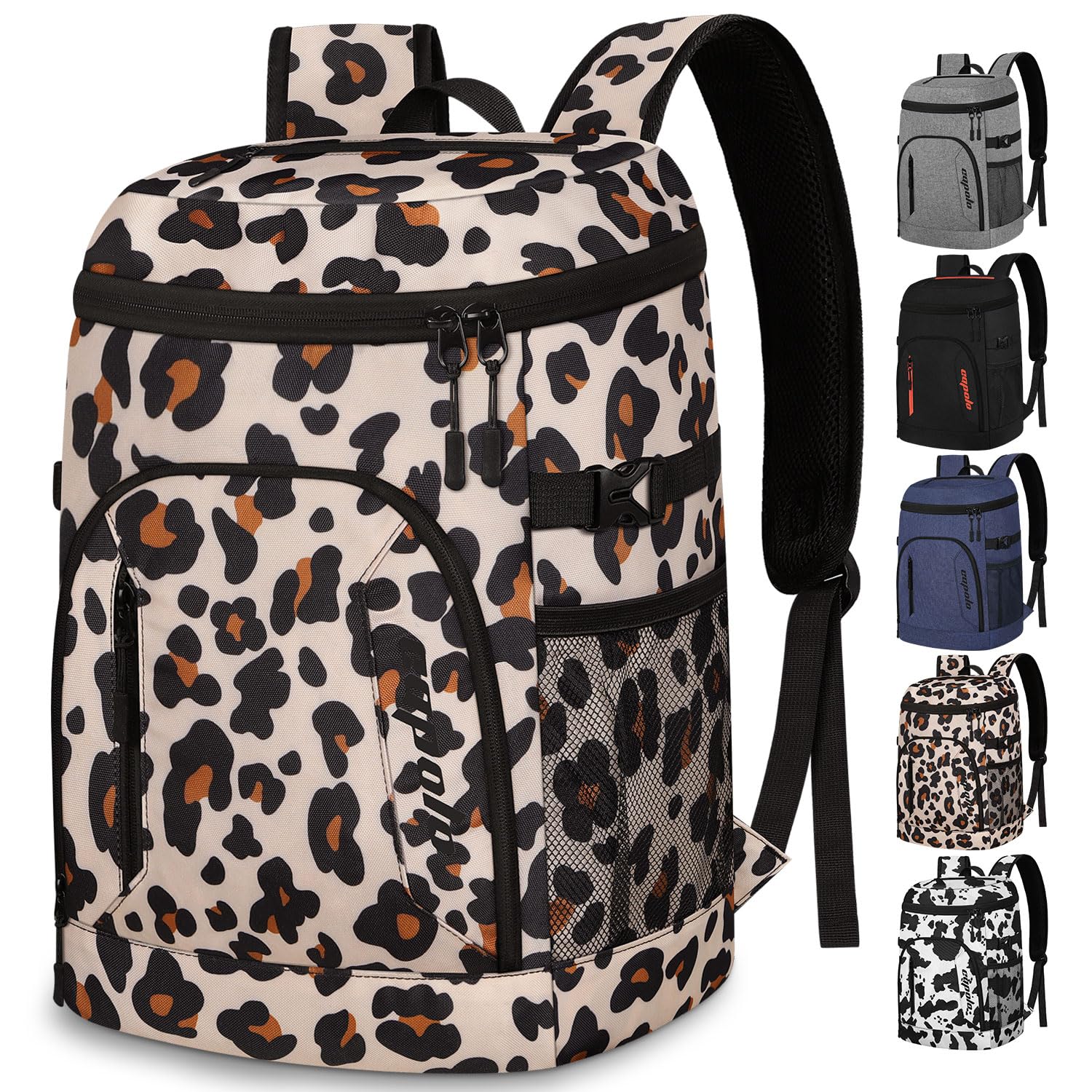 Capolo Cooler Backpack 30 Cans, Insulated Backpack Cooler Leak Proof Large Capacity Thermal Bag Beverage Beer Soft Cooler Bag Lunch Camping Travel Picnic Hiking for Men Women Leopardprint