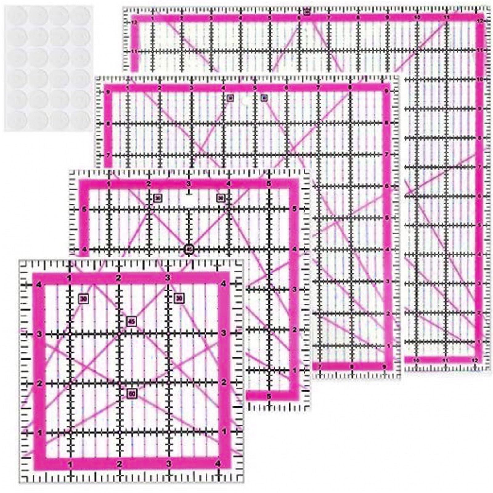 Yrohgkpn B 4Pcs Clear Acrylic Quilting Ruler Set With Measurement Markings For Fabric Cutting, Sewing, Dressmaking Projects Portable Fabric Cutting Templates