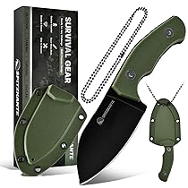 SPITZKANTE Touch Neck Knife PA-D, realizzato in acciaio Tang 5Cr14Mov, mini lama fissa, lunghezza lama 7,1 cm, con catena a sfera ABS