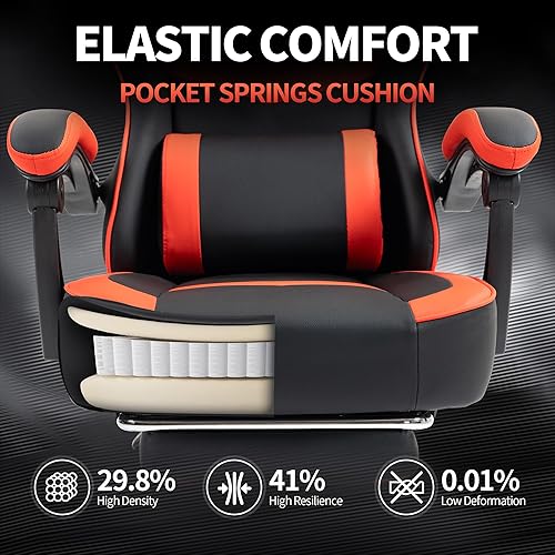 Miniatura 5 de Silla de juegos con reposapiés para adultos, sillas ergonómicas para juegos con reposapiés, silla grande y alta para juegos de computadora, sillas