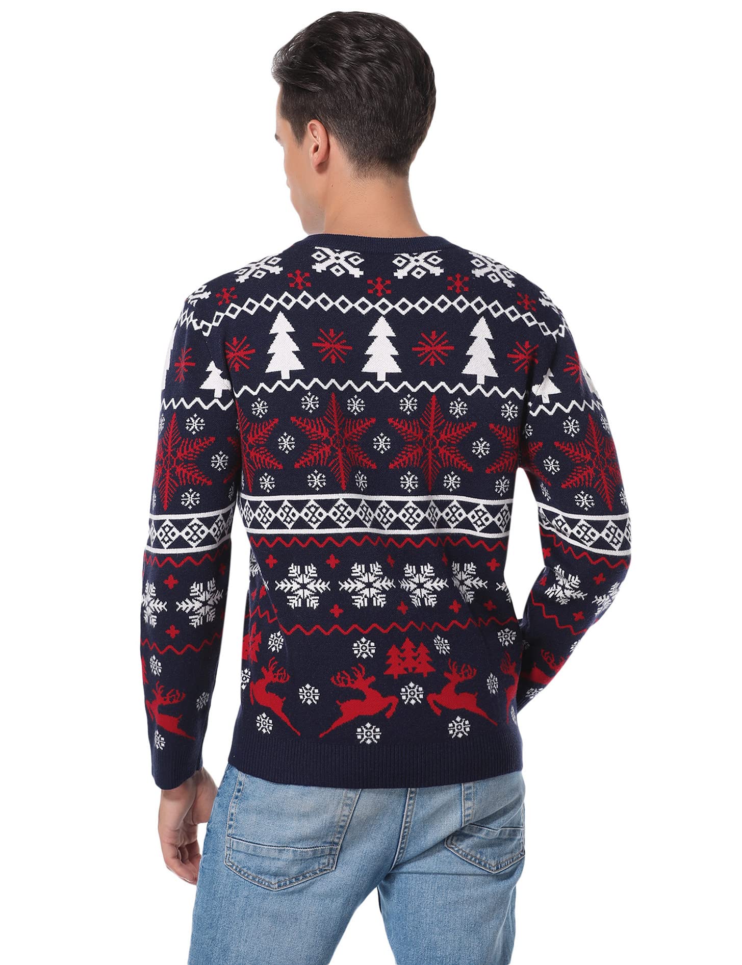 Litherday Jersey Navidad Mujer Hombre Unisex Suéter Navideño Pareja y Familia con Copos de Nieve y Reno, Ropa Navidad Divertida, Regalo Original S-XXL