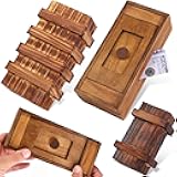 Puzzle Box 3 Pack Wooden Secret Puzzle Box with Hidden Compartment 3D Brain Teaser Magic Drawers Secret Magic Box Wooden Box Puzzle Case Difficult Puzzles Boxs Gift Card for Adults and Kids