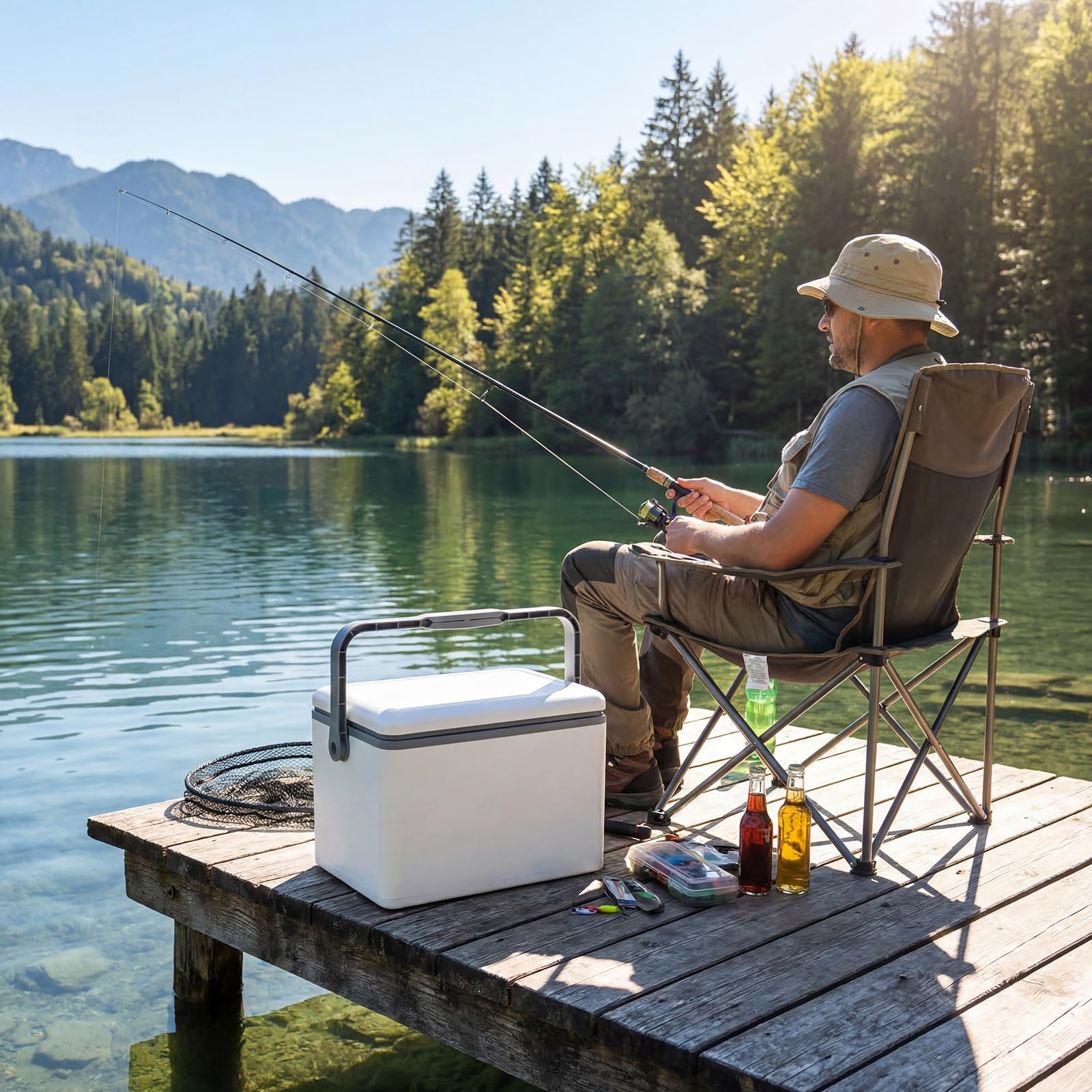LIFEZEAL Frigorifero portatile rigido, 12 l, scatola termica isolata stampata ad iniezione con impugnatura comoda, frigorifero portatile anti-perdite, per campeggio, pesca, code di auto