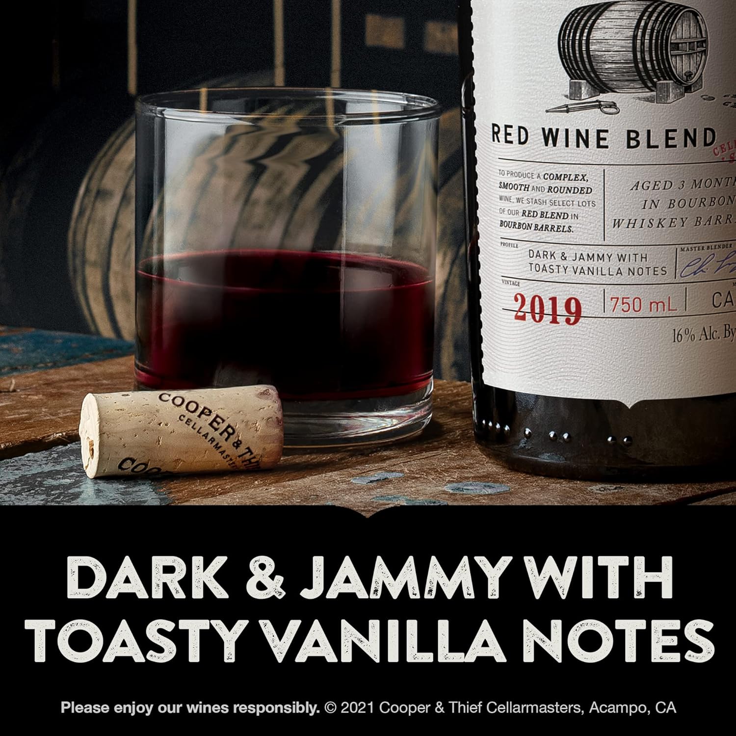 Cooper and Thief Bourbon Barrel Aged Red Blend Red Wine, 750 mL Bottle